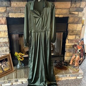 Green Long Sleeve Jumpsuit